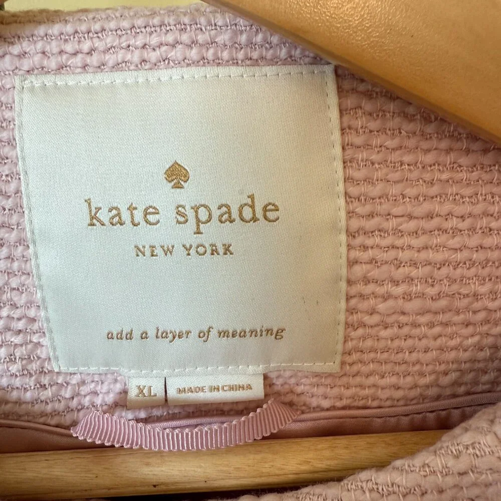 NEW, Unworn Kate Spade Pink Tweed Bow Coat Size XL - Picture 4 of 7